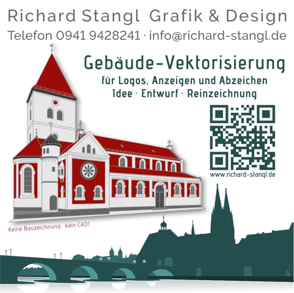 Grafikdesigner Richard Stangl Angebot preiswerte Vektorisierung von Gebaeuden.