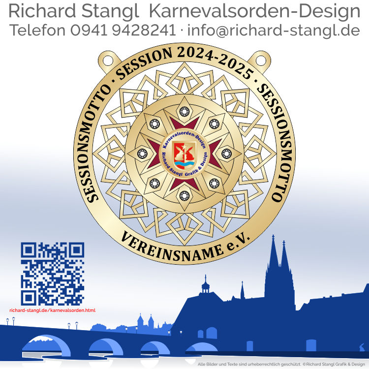Faschingsorden durchbrochen Gold Individueller Faschingsorden durchbrochen Gold