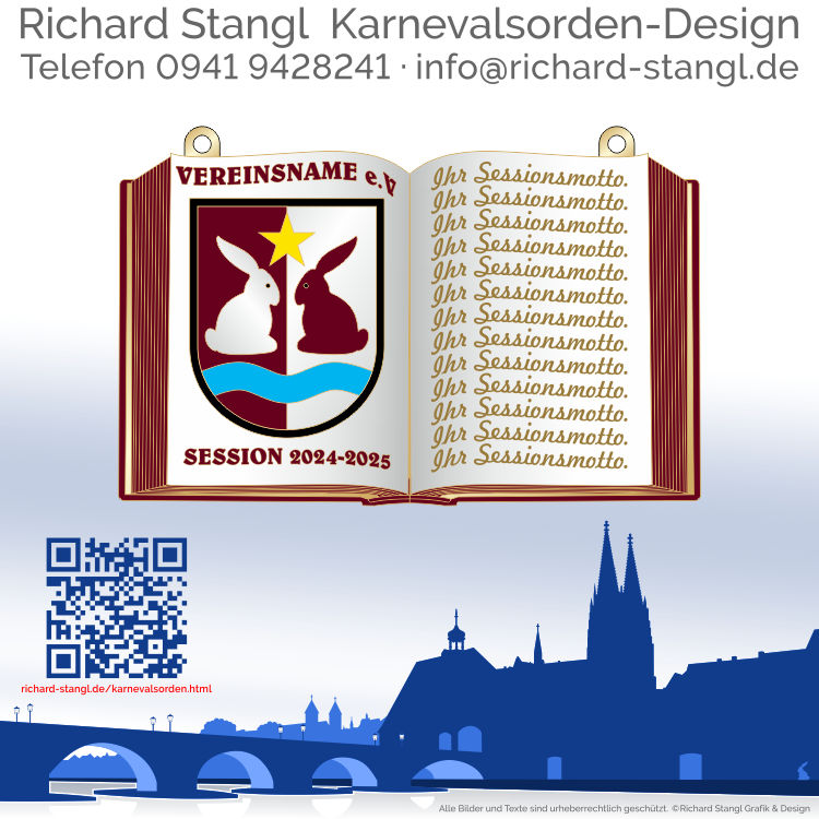 Faschingsorden Narrenbuch Rot Individueller Faschingsorden Narrenbuch Rot