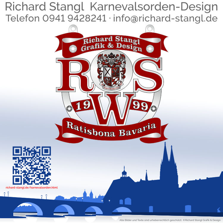 Faschingsorden Initialen mit Logo Silber Individueller Faschingsorden Initialen mit Logo Silber