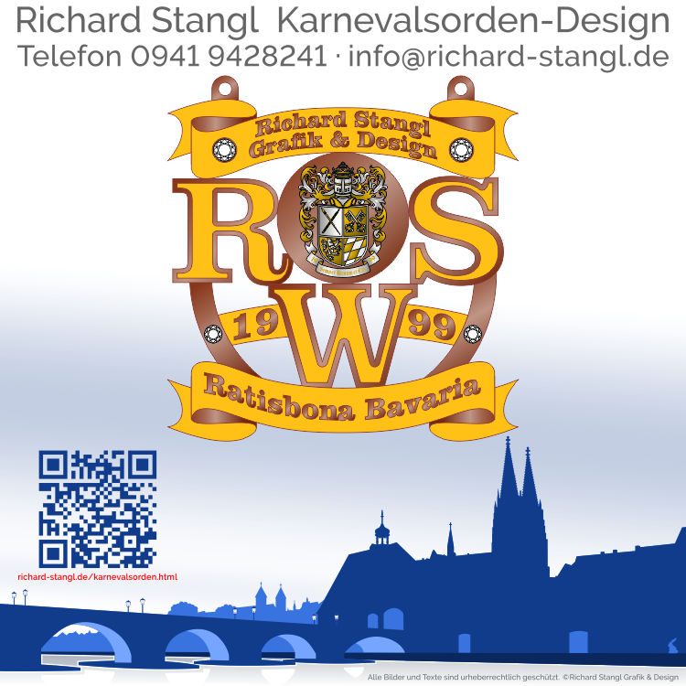 Faschingsorden Initialen mit Logo Kupfer Individueller Faschingsorden Initialen mit Logo Kupfer