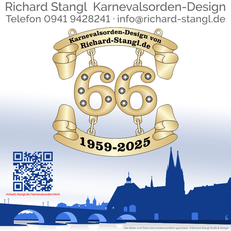 Faschingsorden Jubiläum 66 Gold Individueller Faschingsorden Jubiläum 66 Gold
