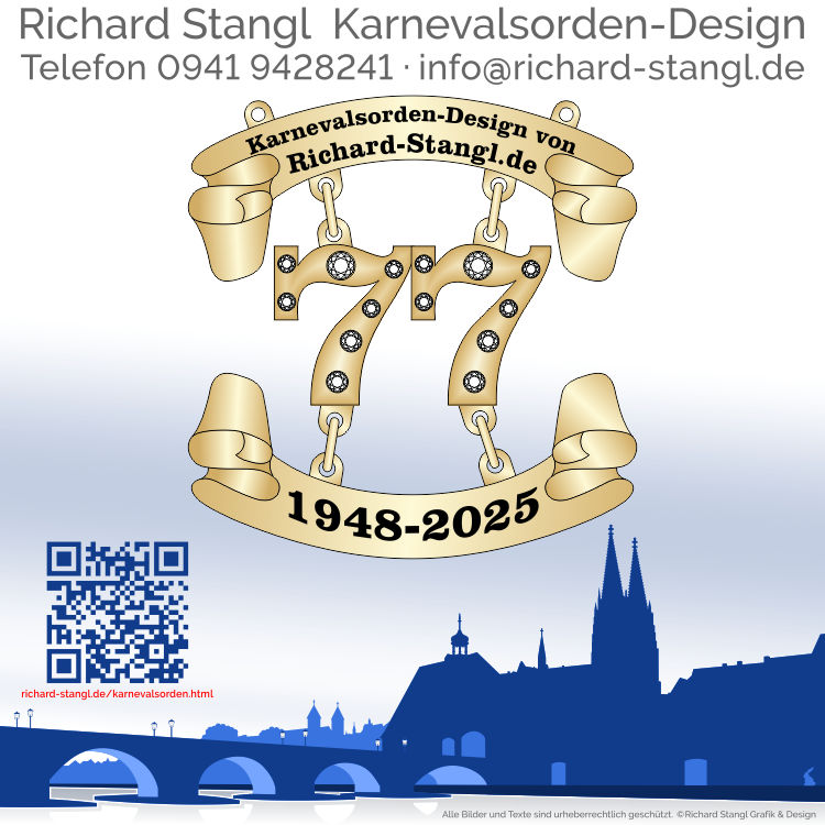Faschingsorden Jubiläum 77 Altgold Individueller Faschingsorden Jubiläum 77 Altgold