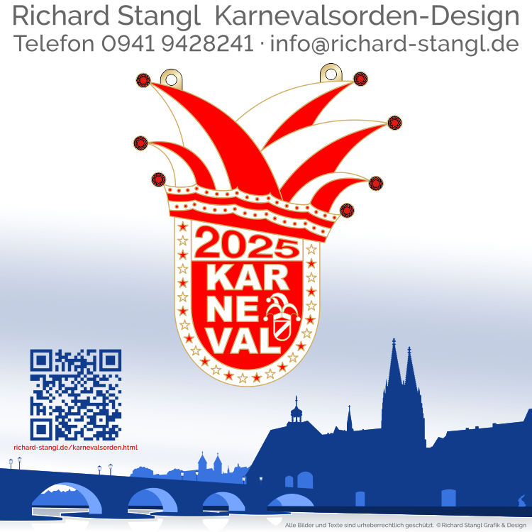 Faschingsorden Karneval 2025 Rot Individueller Faschingsorden Karneval 2025 Rot