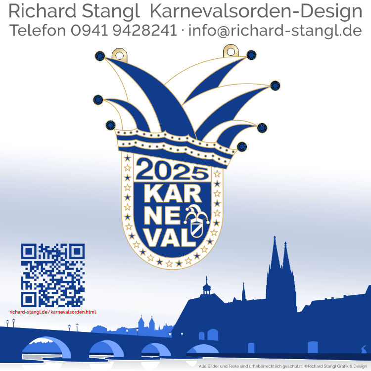 Faschingsorden Karneval 2025 Blau Individueller Faschingsorden Karneval 2025 Blau