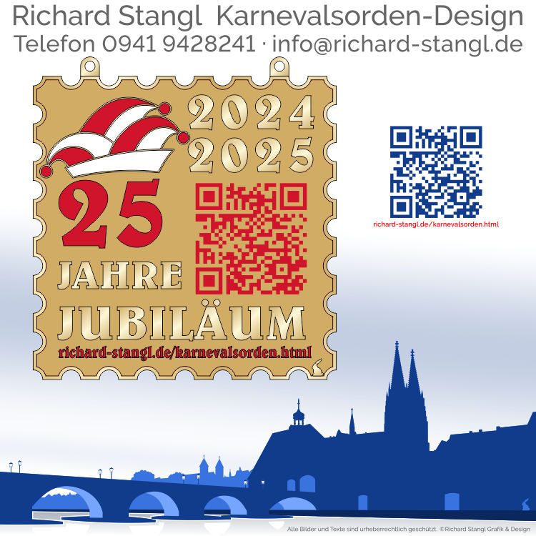 Faschingsorden Briefmarke Gold Individueller Faschingsorden Briefmarke Gold