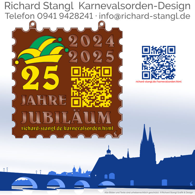 Faschingsorden Briefmarke Altbronze Individueller Faschingsorden Briefmarke Altbronze
