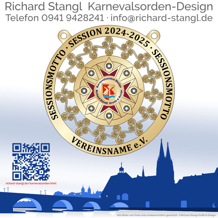 Faschingsorden Spiralen Gold Individueller Faschingsorden Spiralen Gold