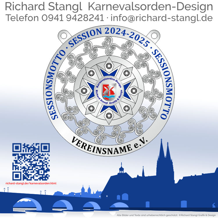 Faschingsorden Spiralen Silber Individueller Faschingsorden Spiralen Silber