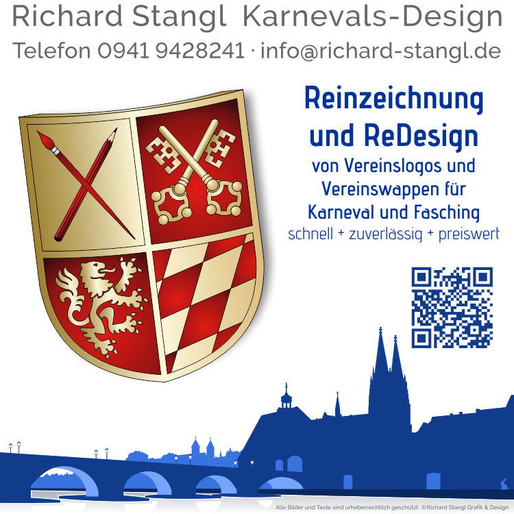 Richard Stangl Grafik & Design · Reinzeichnung Vereinswappen und Vereinslogos für Karneval und Fasching.
