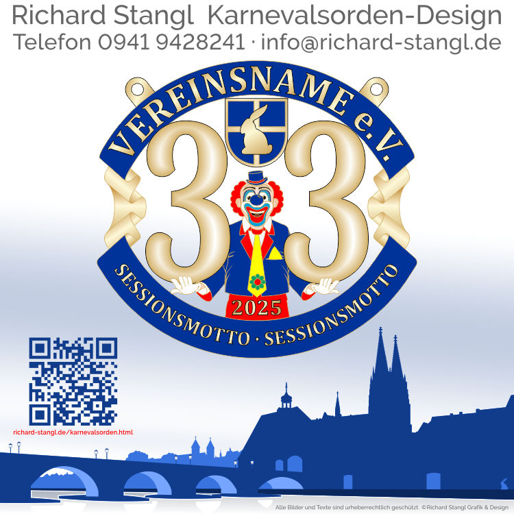 Individuelle Karnevalsorden Faschingsorden im Karnevalsorden Design Clown Jubilaeum 33