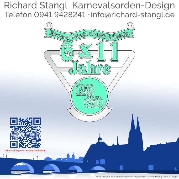 Karnevalsorden Dreieck Silber 6x11 Individuelle Karnevalsorden Dreieck Silber 6x11