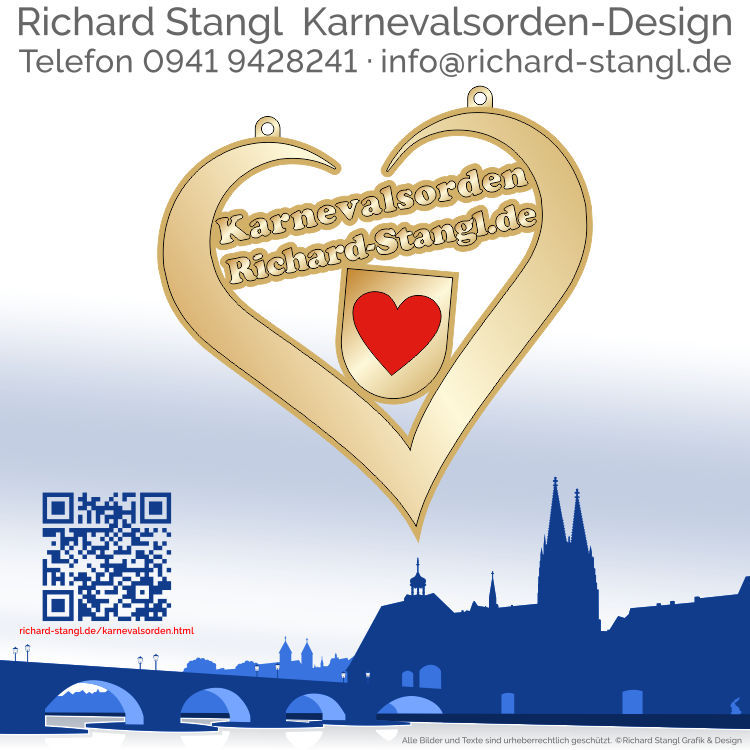 Karnevalsorden goldenes Herz Individuelle Karnevalsorden goldenes Herz