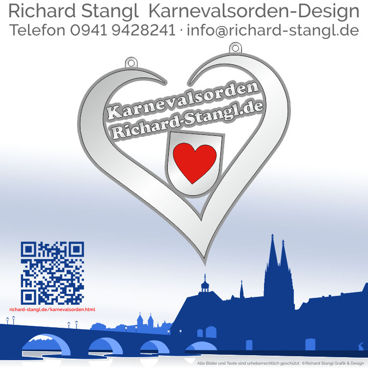 Karnevalsorden silbernes Herz Individuelle Karnevalsorden silbernes Herz