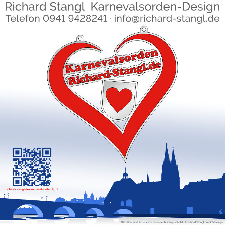 Karnevalsorden rotes Herz Individuelle Karnevalsorden rotes Herz