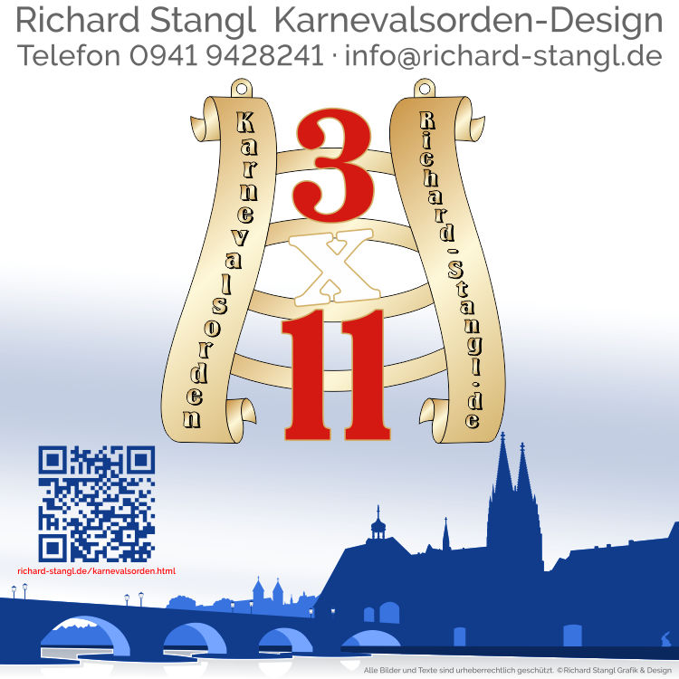 Karnevalsorden Lyra Gold 3x11 Individuelle Karnevalsorden Lyra Gold 3x11
