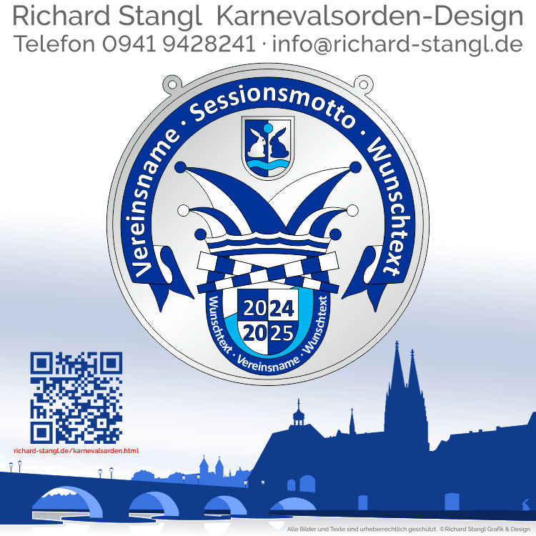 Karnevalsorden Karnevalswappen Blau Weiß Individuelle Karnevalsorden Karnevalswappen Blau Weiß