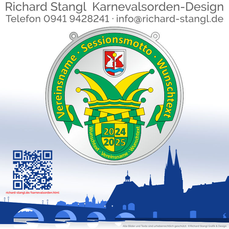 Karnevalsorden Karnevalswappen Grün Gelb Individuelle Karnevalsorden Karnevalswappen Grün Gelb