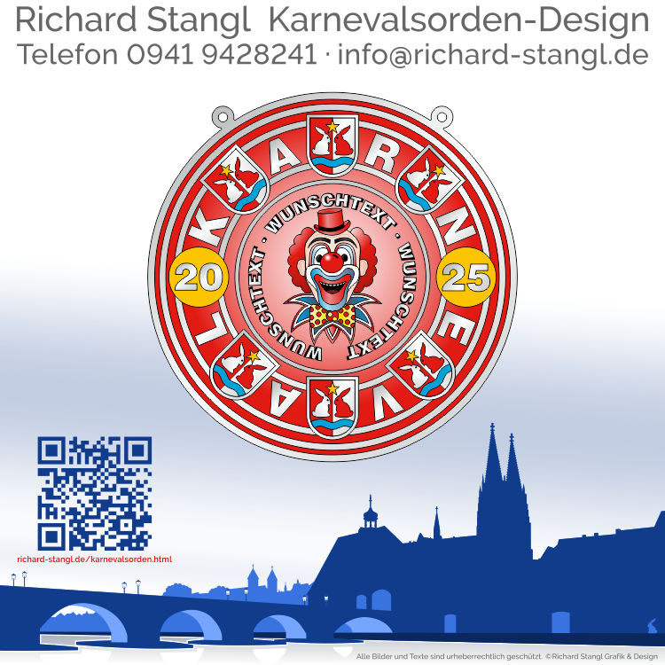 Karnevalsorden KARNEVAL Rot Individuelle Karnevalsorden KARNEVAL Rot