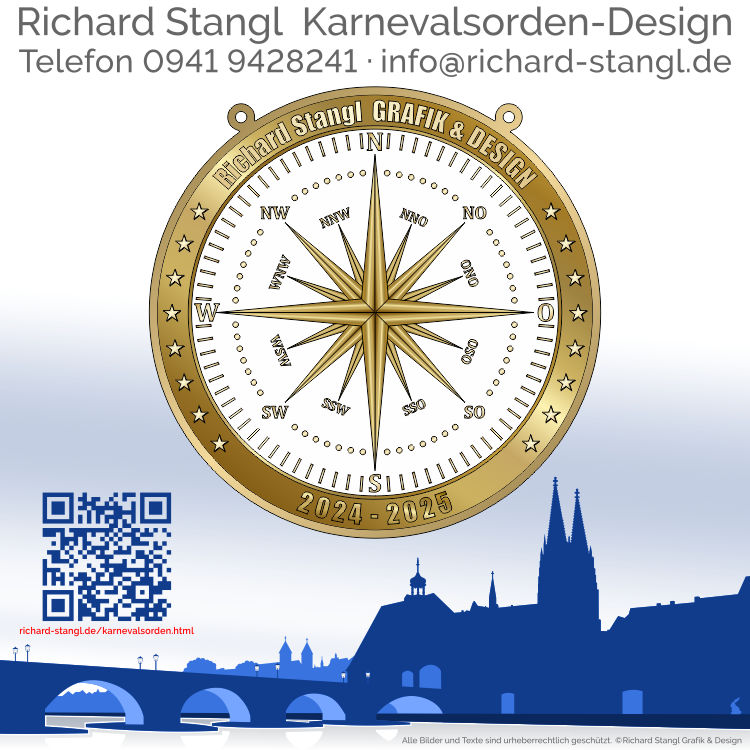 Karnevalsorden Windrose Kompass Gold Individuelle Karnevalsorden Windrose Kompass Gold