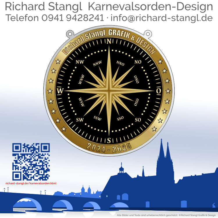 Karnevalsorden Windrose Kompass Schwarz Individuelle Karnevalsorden Windrose Kompass Schwarz