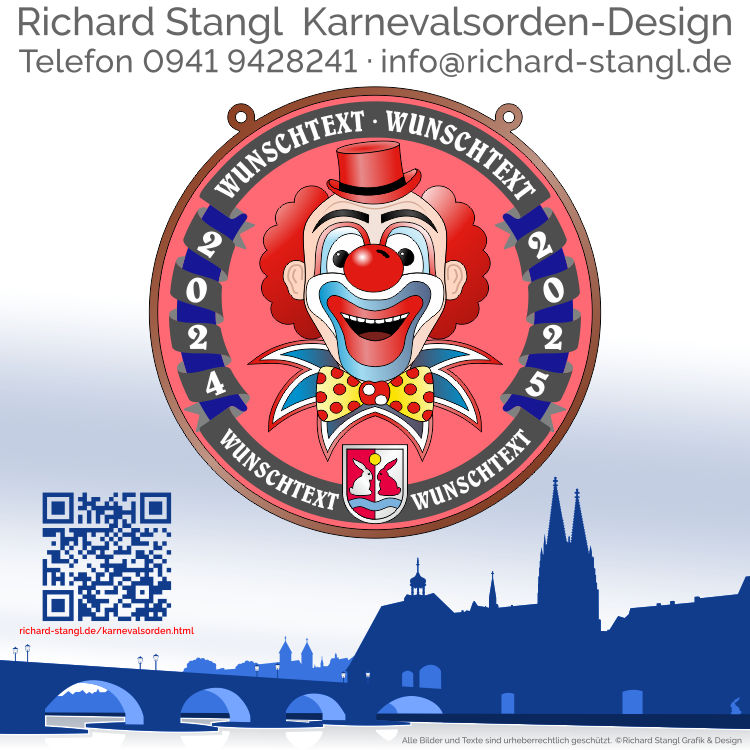 Karnevalsorden Druckorden Clown Rot Individuelle Karnevalsorden Druckorden Clown Rot