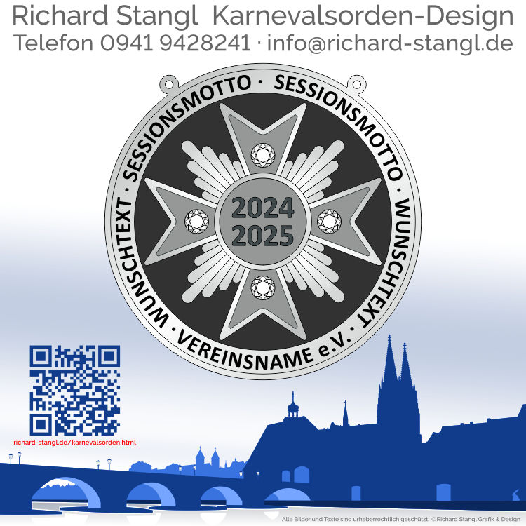 Karnevalsorden Kreuz Silber rund Individuelle Karnevalsorden Kreuz Silber rund