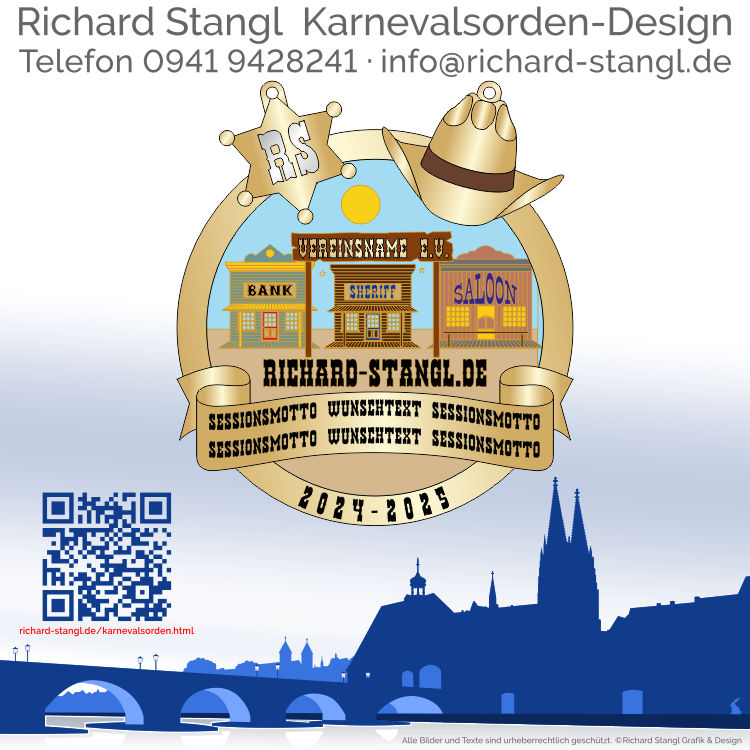 Karnevalsorden Wild West Gold Individuelle Karnevalsorden Wild West Gold