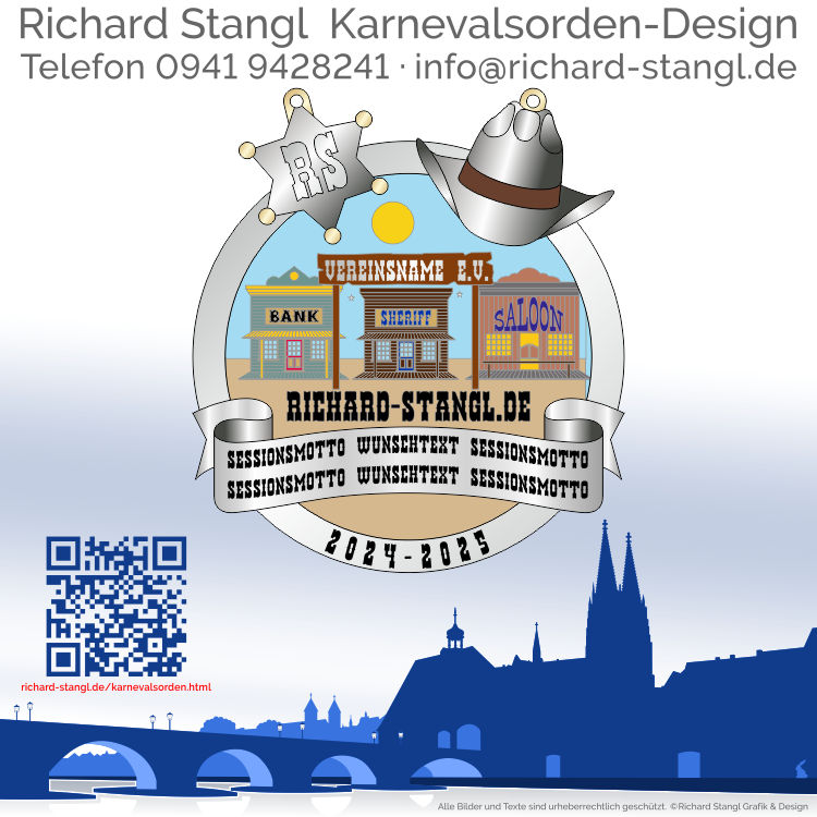 Karnevalsorden Wilder Westen Silber Individuelle Karnevalsorden Wilder Westen Silber