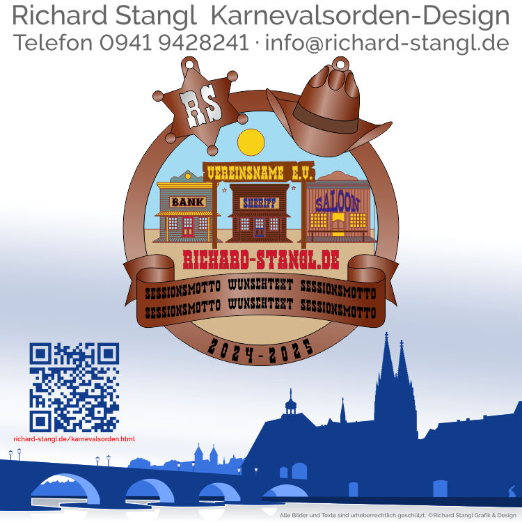 Karnevalsorden Wild West Altkupfer Individuelle Karnevalsorden Wild West Altkupfer