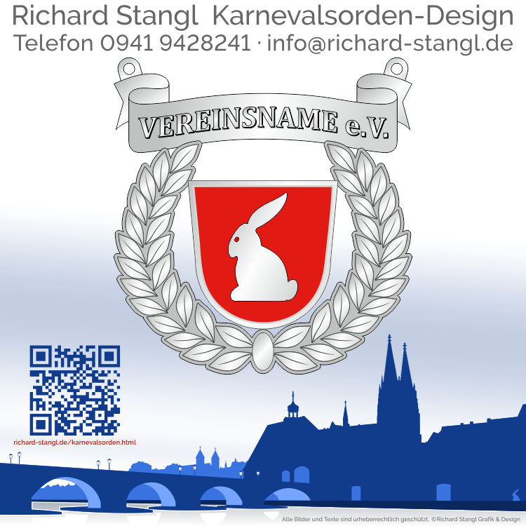 Karnevalsorden Lorbeerkranz groß Silber Individuelle Karnevalsorden Lorbeerkranz groß Silber