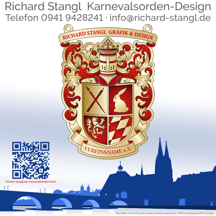 Karnevalsorden Karnevalswappen schmal Gold Individuelle Karnevalsorden Karnevalswappen schmal Gold