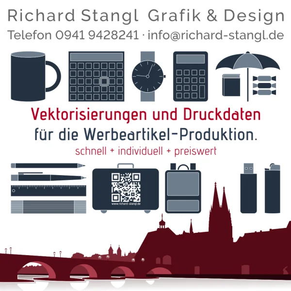 Grafikbuero Richard Stangl Angebot preiswertes Branding fuer Werbeartikel.